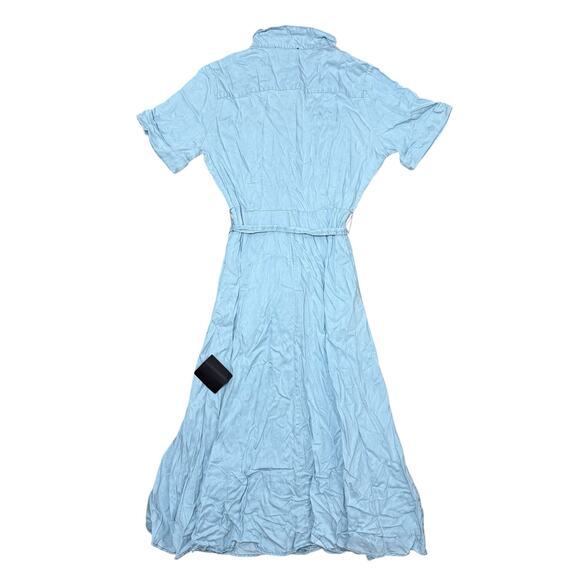 NWT Lulus Pleasant Cutie Blue Chambray Collared Midi Dress With Pockets Size L - Picture 7 of 9